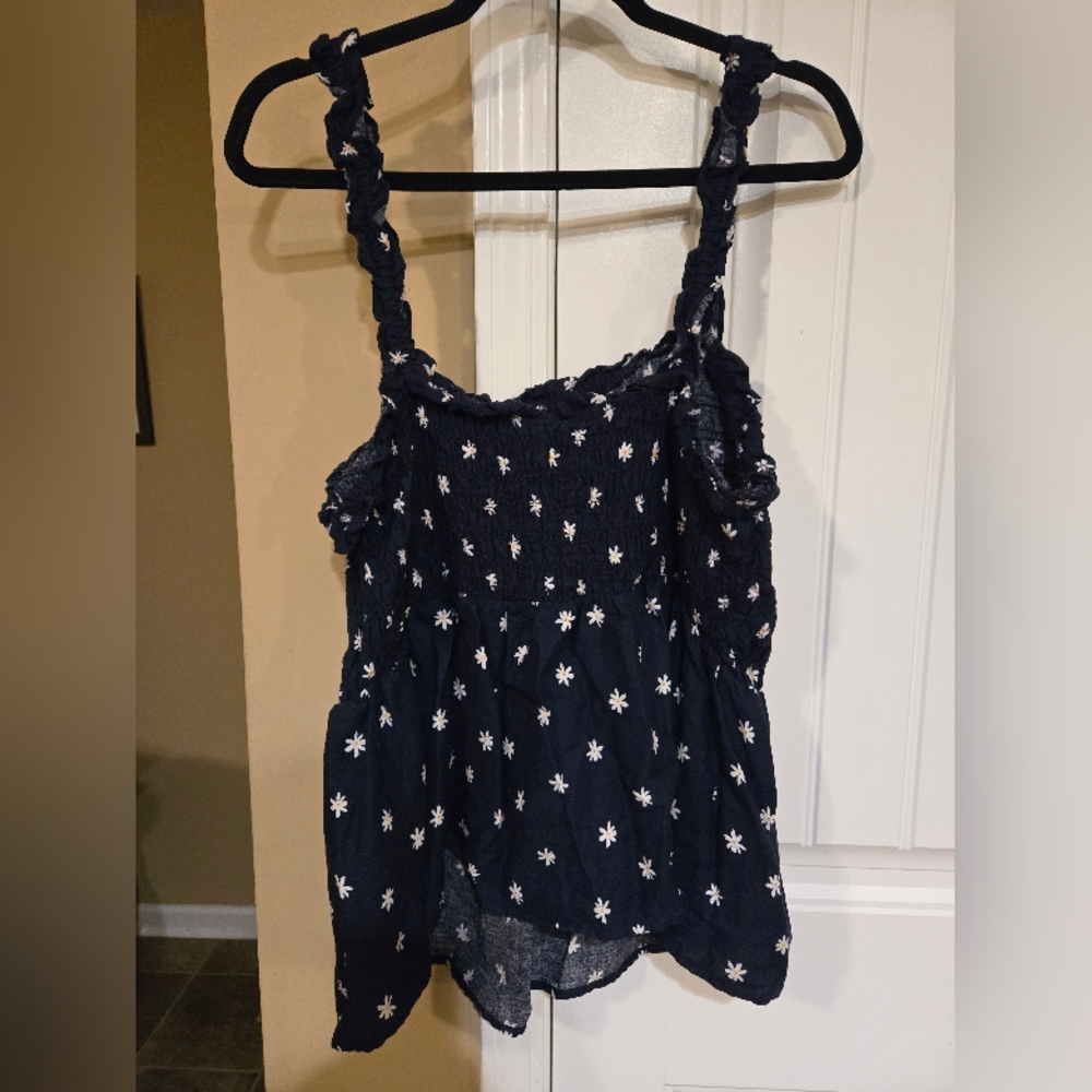 Ava Viv Navy Blue Floral Tank Top sz 1X